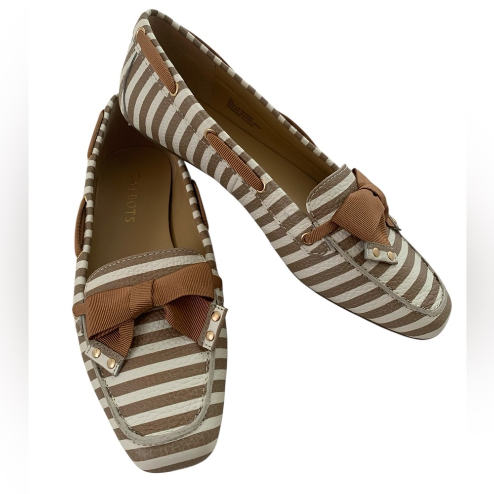 Talbots Leather Tan and Cream Striped Women's Flats